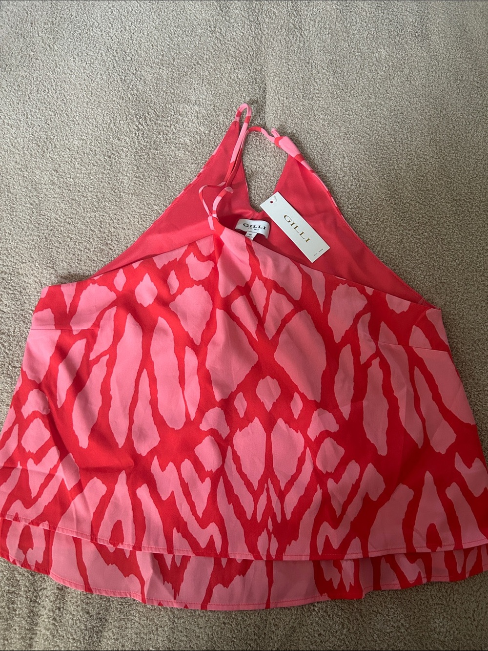 Gilli Pink and Red Abstract Halter Cami